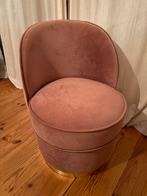 Roze velvet fauteuil met goud randje, Ophalen, Zo goed als nieuw, 50 tot 75 cm