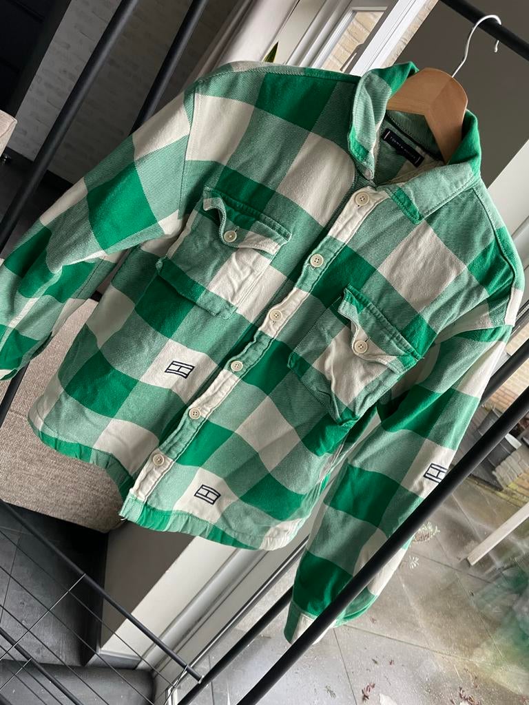 Tommy Hilfiger Jas groen/wit geruit, Ophalen of Verzenden, Zo goed als nieuw, Jongen, Jas