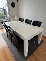Witte Eettafel met Zwarte Stoelen, Ophalen, Overige materialen, 100 tot 150 cm, Zo goed als nieuw