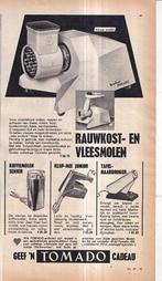 Retro reclame 1962 Tomado cadeau vleesmolen koffiemolen, Overige typen, Ophalen of Verzenden