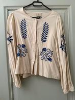 Pepercorn blouse creme beige blauw patroon maat 40 M, Ophalen of Verzenden, Zo goed als nieuw, Maat 38/40 (M), Beige
