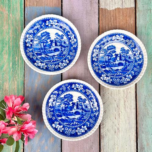 Engelse schoteltjes bordjes Copeland England blauw wit, Antiek en Kunst, Antiek | Servies los, Ophalen of Verzenden