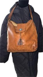 Micmacbags leren handtas met turquoise detail, Verzenden, Gebruikt, Bruin, Handtas