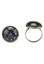 Mandala ring met glasdesign in bruin en blauw, Ophalen of Verzenden, Nieuw, Overige materialen, Dame