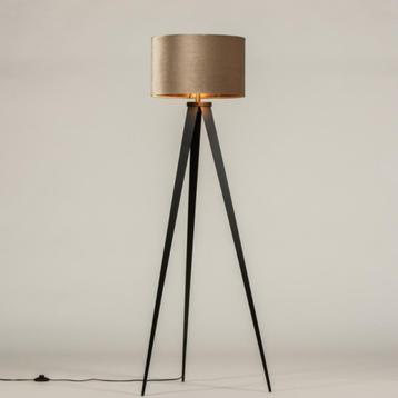 vloerlamp champagne taupe fluweel tripod hoekbank bank lamp beschikbaar voor biedingen
