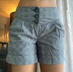 Korte grijze geruite katoenen broek met middelhoge taille, Kort, Ophalen of Verzenden, Zo goed als nieuw, Maat 36 (S)