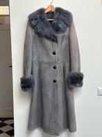 Vintage jaren 70 lange shearling jas blauwgrijs dames maat M, Ophalen of Verzenden, Gedragen, Maat 38/40 (M), Grijs