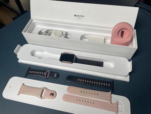 Apple Watch Series 3 Rosé Goud – 38 mm – Compleet pakket, Sieraden, Tassen en Uiterlijk, Smartwatches, Gebruikt, iOS, Roze, Afstand