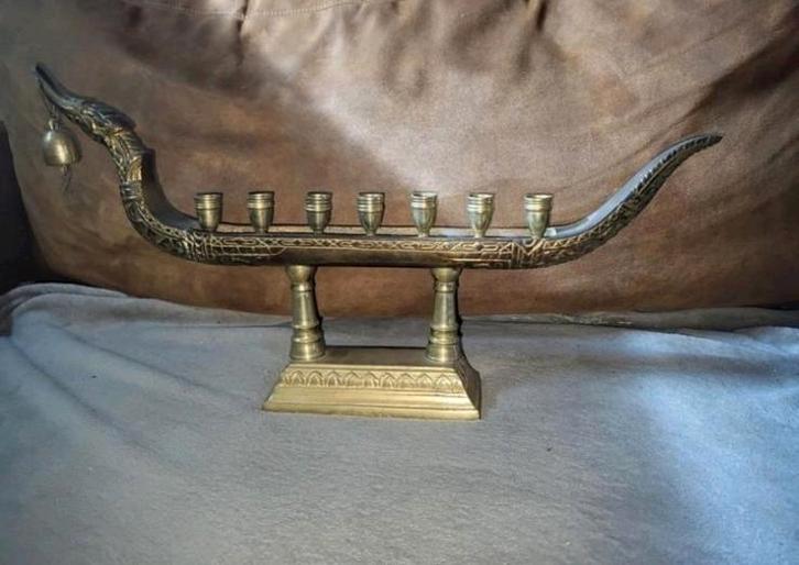 Mooie antieke Thaise drakenboot messing, Antiek en Kunst, Antiek | Koper en Brons, Koper, Ophalen of Verzenden