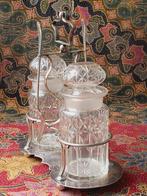 Antiek Engels stel voor tafelzuur van kristal en silverplate, Antiek en Kunst, Ophalen of Verzenden