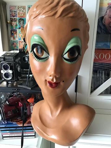 Vintage Twiggy Mannequin Hoofd beschikbaar voor biedingen
