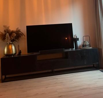 Zwart Mango Houten TV Meubel - Stalen Details beschikbaar voor biedingen