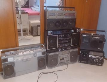 6 oude radio's boombox ghettoblaster in 1 koop! beschikbaar voor biedingen