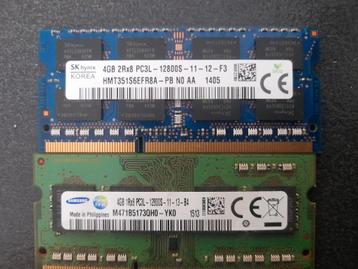 2 x 4GB laptopgeheugen DDR3-12800/1600mhz aangeboden: beschikbaar voor biedingen