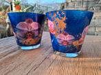 Set Vaasjes Decoupage Orchideeën - Theelichthouder, Huis en Inrichting, Woonaccessoires | Vazen, Ophalen, Blauw, Minder dan 50 cm