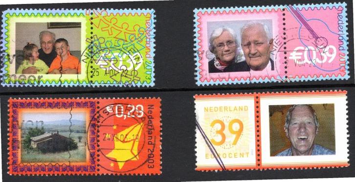 4x Persoonlijke postzegel met tab, Postzegels en Munten, Postzegels | Nederland, Gestempeld, Na 1940, Ophalen of Verzenden