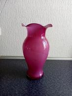 prachtige nieuwe glazen donker roze vaas (opaline) 32 cm, Overige kleuren, Nieuw, Ophalen of Verzenden, Glas