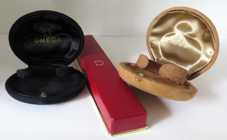 3 Vintage Omega etui's; 40er jaren; goede staat; zeldzaam!, Sieraden, Tassen en Uiterlijk, Horloges | Antiek, Omega, Staal, 1930 tot 1960