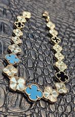 Prachtige Clover zwarte 14karaat gouden armband, Ophalen of Verzenden, Nieuw, Goud, Goud