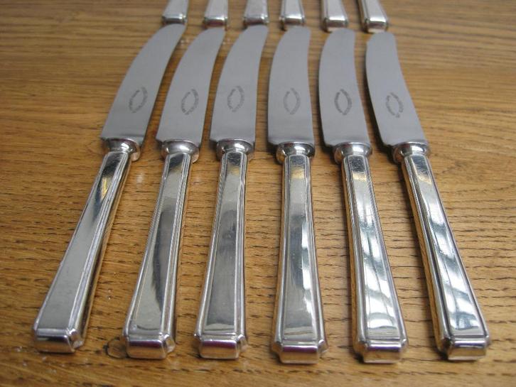 Verzilverde messen, Art Deco, strak model, Antiek en Kunst, Antiek | Bestek, Ophalen of Verzenden