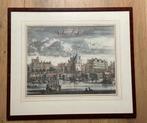 Grote ingelijste gravure Schreyers Hoek Toren Amsterdam, Antiek en Kunst, Kunst | Etsen en Gravures, Ophalen