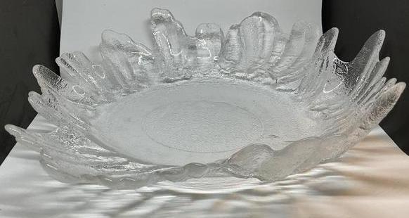 Schaal - LINDSHAMMER - Scandinavisch ice glas - Vintage, Antiek en Kunst, Antiek | Glas en Kristal, Ophalen of Verzenden