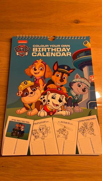 Paw patrol verjaardagskalender kleurplaat beschikbaar voor biedingen