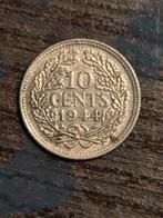 1944 Wilhelmina 10 Cent p, Postzegels en Munten, Munten | Nederland, Zilver, Ophalen of Verzenden, 10 cent, Koningin Wilhelmina