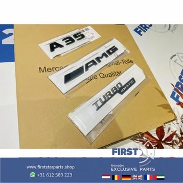 W177 A35 AMG LOGO SET ZWART EMBLEMEN SET Mercedes A KLASSE 3 beschikbaar voor biedingen