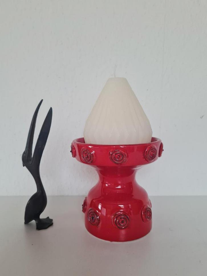 Vintage kandelaar rood keramiek Minerva Firenze Italy design, Antiek en Kunst, Antiek | Kandelaars, Keramiek of Aardewerk, Ophalen of Verzenden