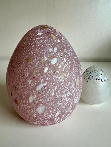 XL Kosta Boda Egg Glasobject Backström Roze Spikkel 70s beschikbaar voor biedingen