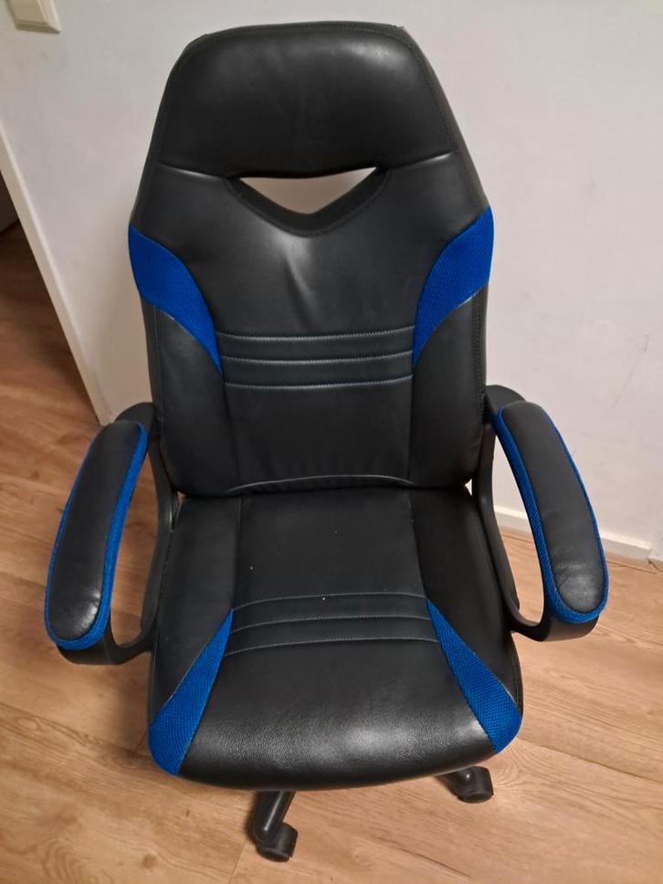 Gaming Bureaustoel - Zwart/Blauw, Huis en Inrichting, Bureaustoelen, Gebruikt, Bureaustoel, Zwart, Gaming bureaustoel, Ophalen of Verzenden