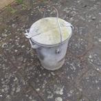 Oude zinken vuilnisemmer met deksel, Huis en Inrichting, Emmers, Ophalen of Verzenden, Gebruikt, Zink, Met deksel