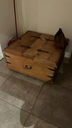 Oude grenen salontafel met opbergruimte, Ophalen, Gebruikt, Met klep(pen), 50 tot 100 cm