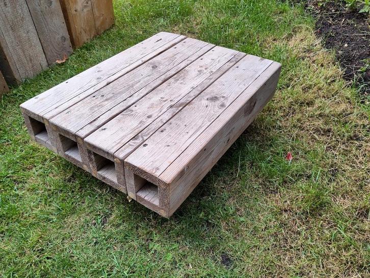 Steigerhout salontafel met robuuste wielen, Huis en Inrichting, Tafels | Salontafels, Gebruikt, Minder dan 50 cm, 50 tot 100 cm