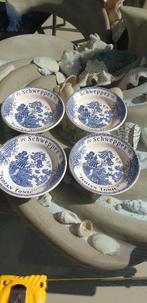 4 antiek klein blauw borden, Ophalen of Verzenden