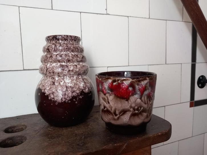 mooie set van fat lava bloempot en W. Germany vaas, Antiek en Kunst, Curiosa en Brocante, Ophalen