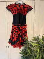 carnaval ;rood spaans flamingo verkleed jurkje  mt 128, Ophalen of Verzenden, Zo goed als nieuw, 122 t/m 128, Meisje