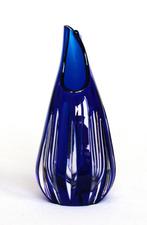 Kobaldblauw vaasje met geslepen Vensters, Huis en Inrichting, Woonaccessoires | Vazen, Blauw, Ophalen of Verzenden, Minder dan 50 cm