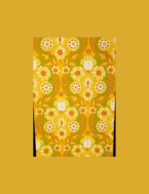 4788 geel oranje behang bloemen retro vrolijk 70s tropisch, Huis en Inrichting, Stoffering | Behang, Geel, Oranje, Verzenden