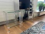 2x bijzettafel glas/ plexiglazen platen, Minder dan 55 cm, Gebruikt, Glas, Rechthoekig