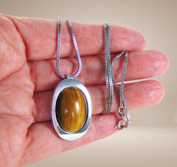 Grote 925 zilver THEODOR KLOTZ modernist tijgeroog hanger! beschikbaar voor biedingen