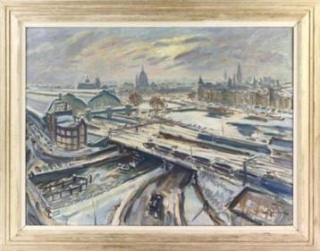 = Jan Sluijters jr 1914-2005 ==CS AMSTERDAM in de winter = beschikbaar voor biedingen
