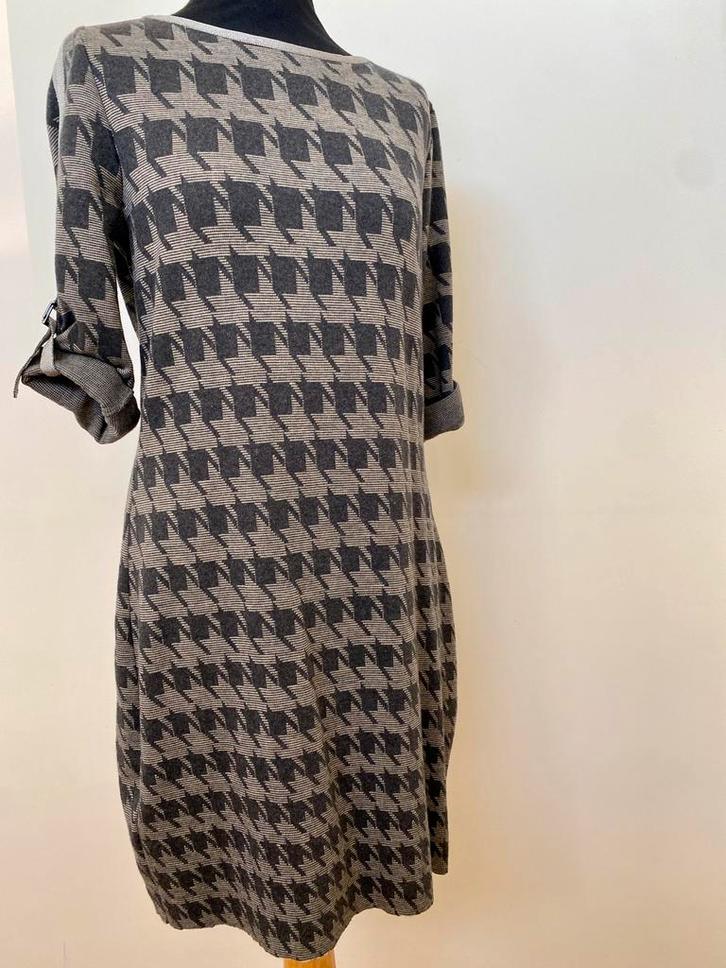 ANA ALCAZAR stoere stretch jurk pued de poule 40/42, Kleding | Dames, Jurken, Zo goed als nieuw, Maat 38/40 (M), Grijs, Knielengte