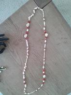 Echt parelcollier: parels, rood sponskoraal, parelmoer 116cm, Sieraden, Tassen en Uiterlijk, Kettingen, Nieuw, Ophalen of Verzenden