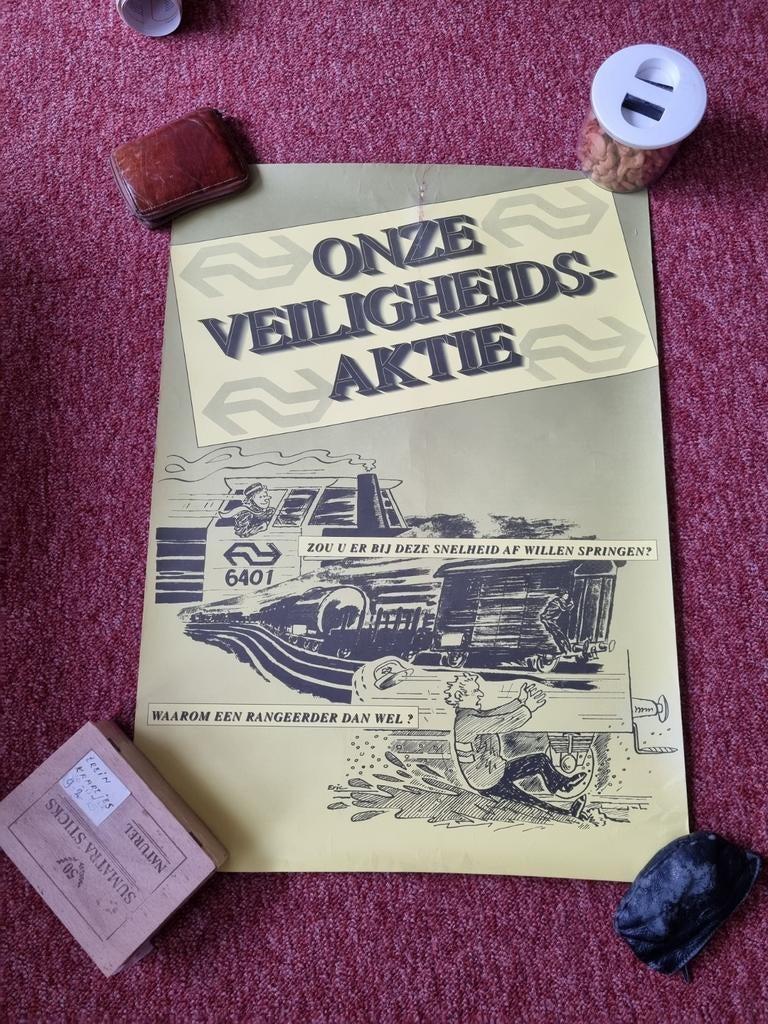 NS Veiligheids Aktie Poster, Verzamelen, Ophalen of Verzenden, Gebruikt, Trein, Kaart of Prent