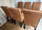 6 luxe stijlvolle stoelen Goossens TURA, Huis en Inrichting, Stoelen, Bruin, Leer, Ophalen of Verzenden, Zo goed als nieuw