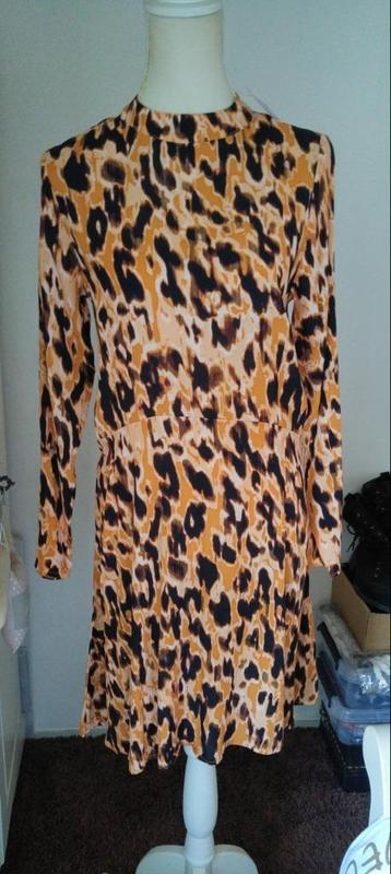 SUPER MOOI zwart/oranje/beige print jurkje mt. S - nieuw beschikbaar voor biedingen