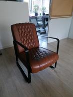 Fauteuil lederlook cognac, Huis en Inrichting, Ophalen, Gebruikt, 75 tot 100 cm, Metaal