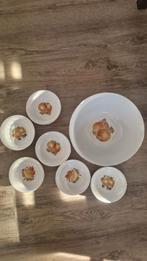 Vintage schaal en bakjes met fruitmotief, Ophalen